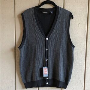 Arrow Charcoal and Black Knit Vest Cotton